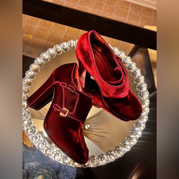 Tory Burch Carley Velvet Ankle Boots In Burgundy. Size 10.5 - Picture 14 of 16